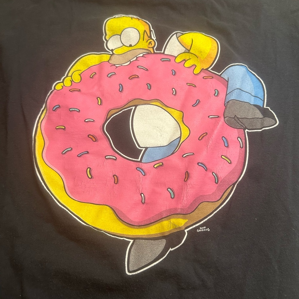The Simpsons Black T-Shirt with Donut Graphic
